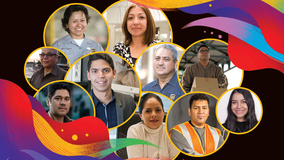 Collage of UPS employees for Hispanic Heritage month.