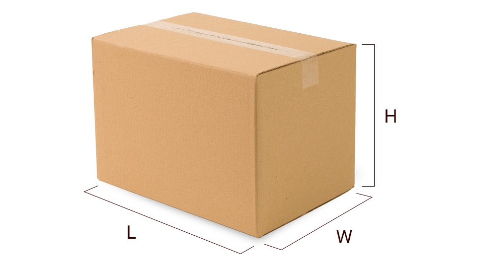 Box showing measurements