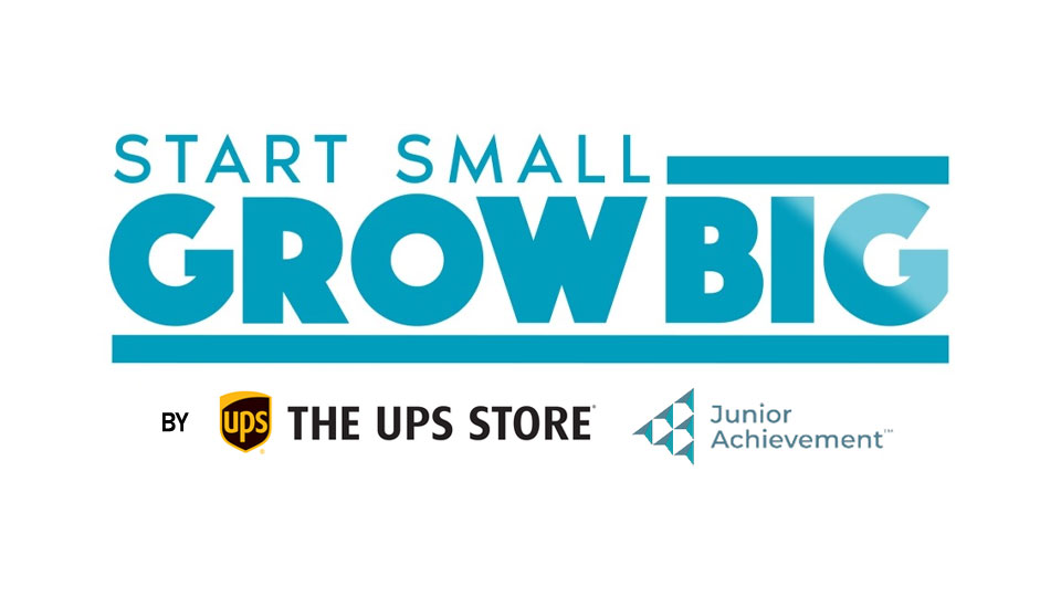 The 'Start Small, Grow Big' logo, a program supported by The UPS Store.